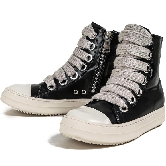 Impremey Unisex Black High Top Sneakers Platform Chunky Lace Up Side Zipper Sz 8 - Picture 6 of 16